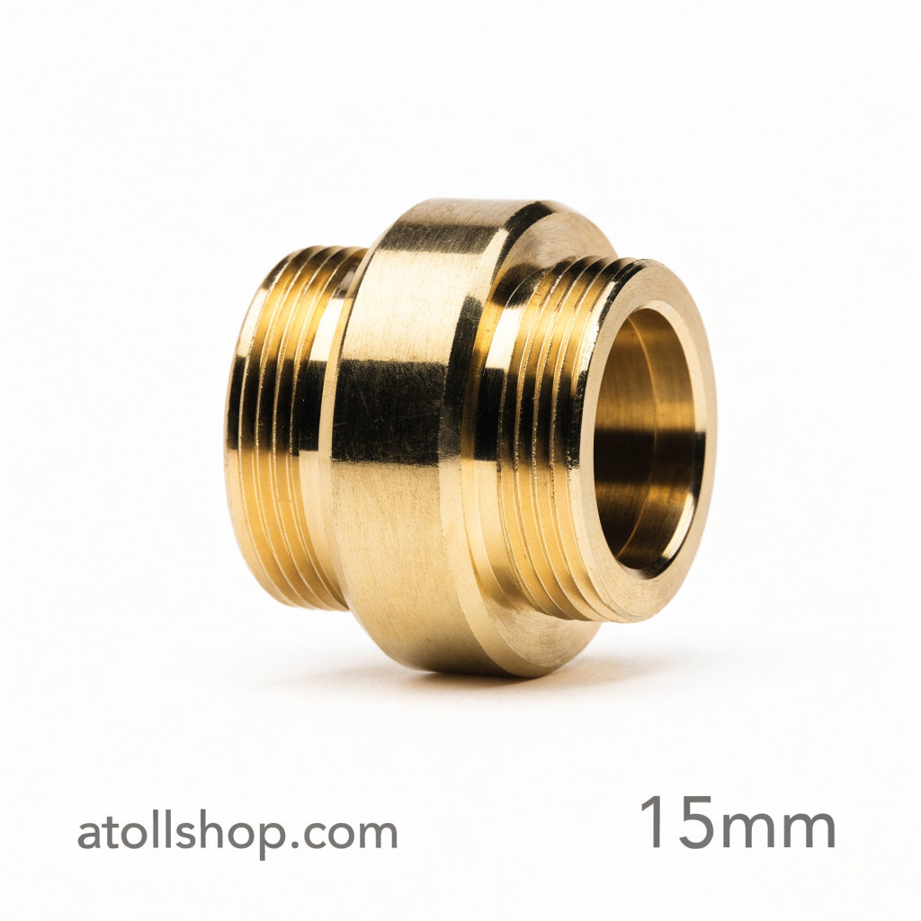 Compression Coupling 15mm Brass - atollshop.com