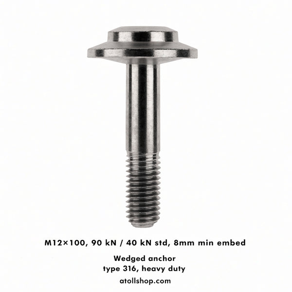 Wedge anchor, 316, heavy duty
