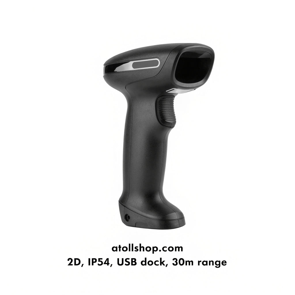 Handheld bar/laser barcode scanner, 2D wireless