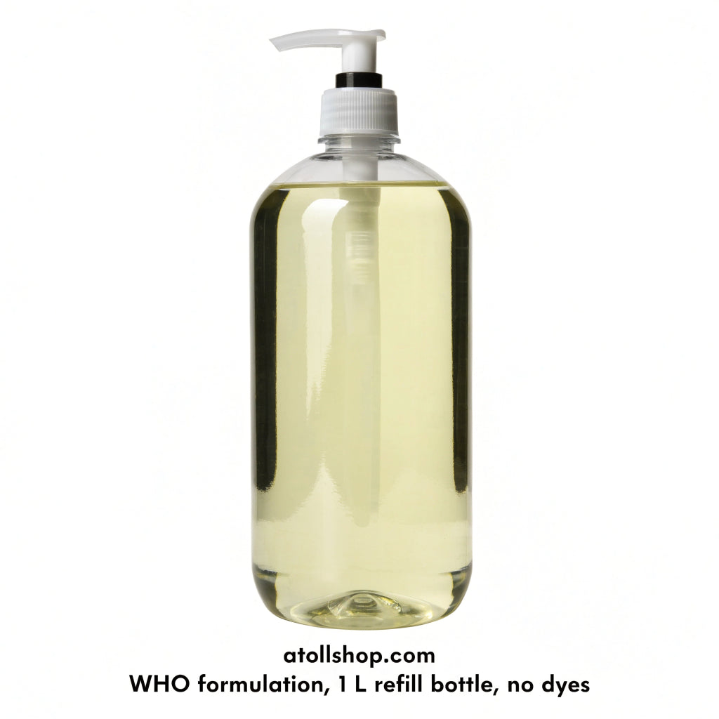 Alcohol-based hand sanitiser gel, 70%, pump 1 L