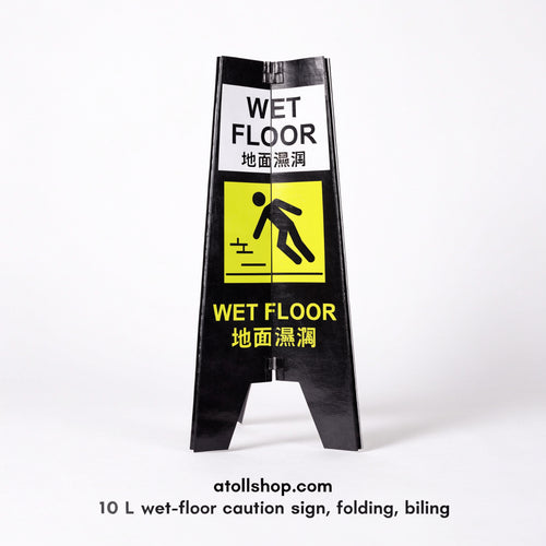 10 L wet-floor caution sign, folding, bilingual