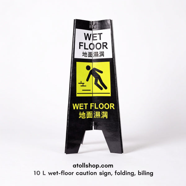 10 L wet-floor caution sign, folding, bilingual