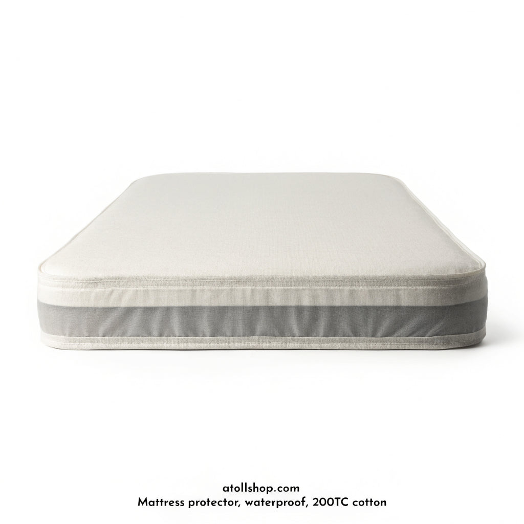 Mattress protector, waterproof, 200TC cotton top, PU/Membrane back, fitted