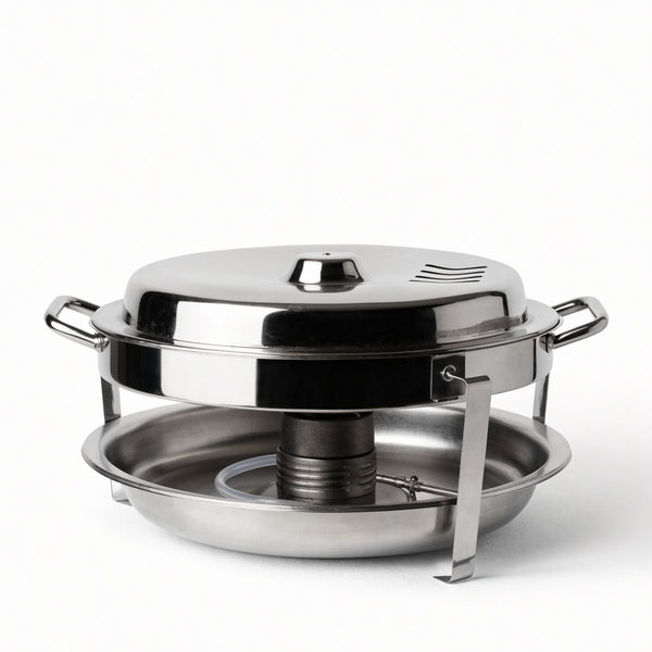 Chafing dish, round, full-size, stainless with fuel