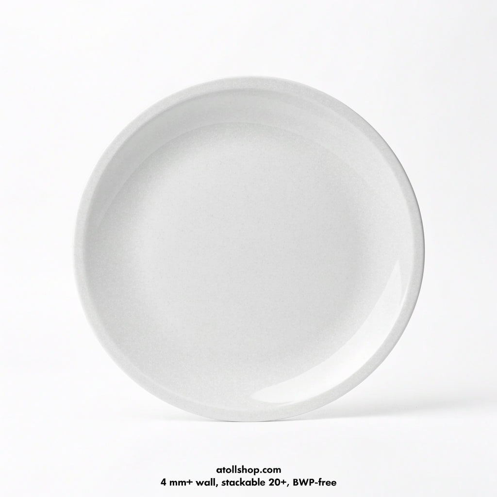 8.5 in white melamine buffet plate, heavy gauge