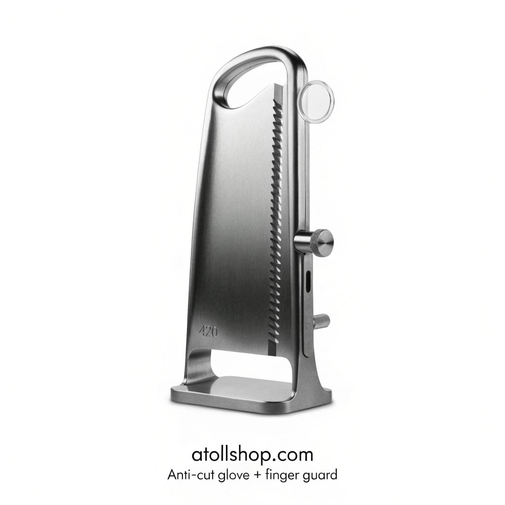 Mandoline slicer, stainless, 3–12 mm adjustable, 420 blade