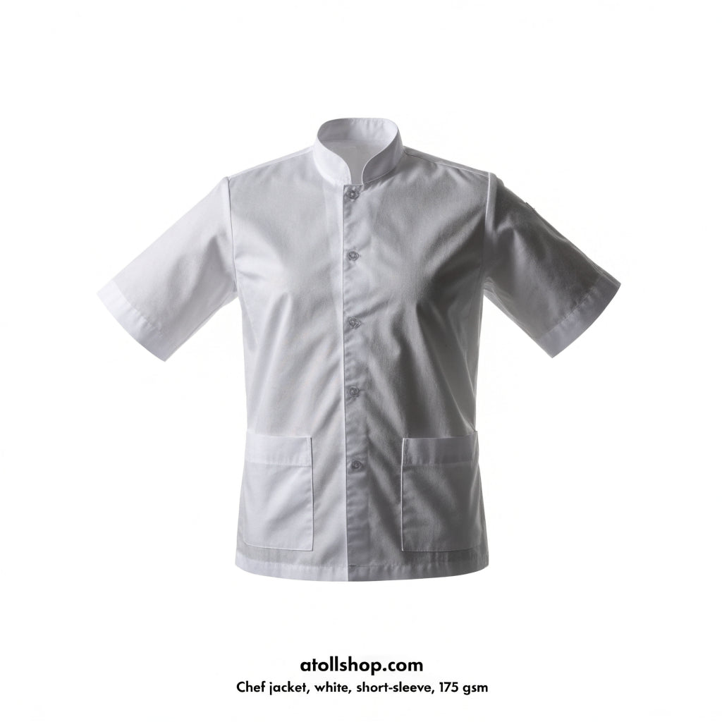Chef jacket, white, short-sleeve, 175 gsm