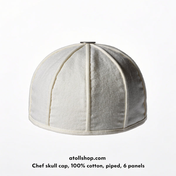 Chef skull cap, 100% cotton, piped, 6 panels