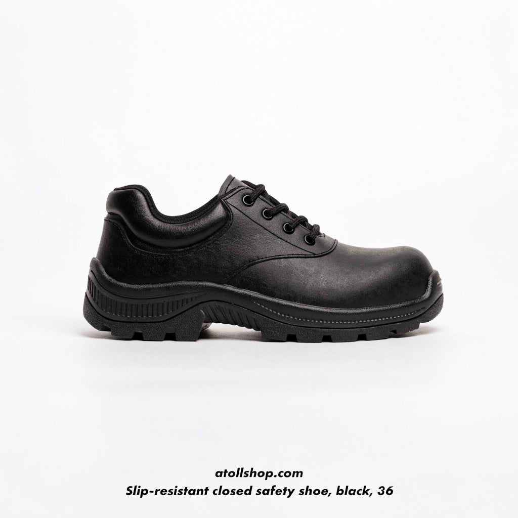 Slip-resistant closed safety shoe, black, 36–48