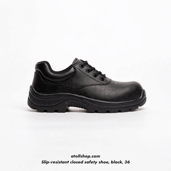 Slip-resistant closed safety shoe, black, 36–48
