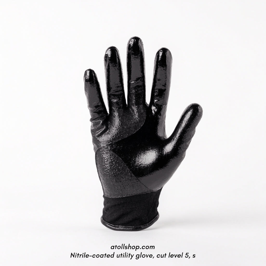 Nitrile-coated utility glove, cut level 5, size 9