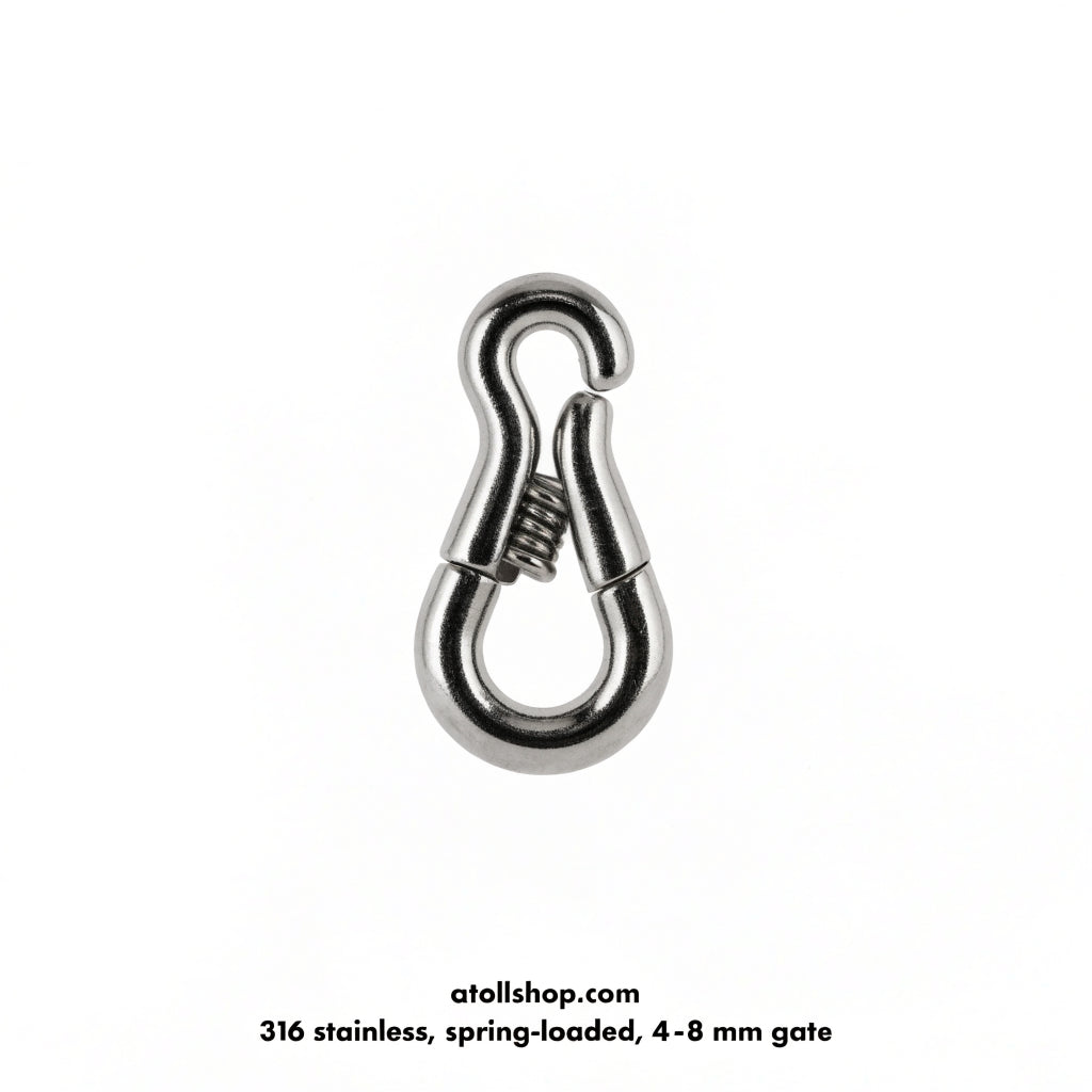 Spring anchor / snap hook, 316, 4–8 mm
