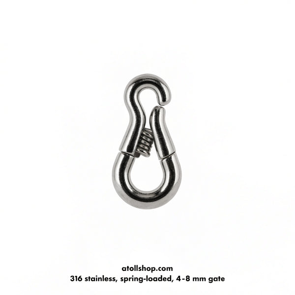 Spring anchor / snap hook, 316, 4–8 mm