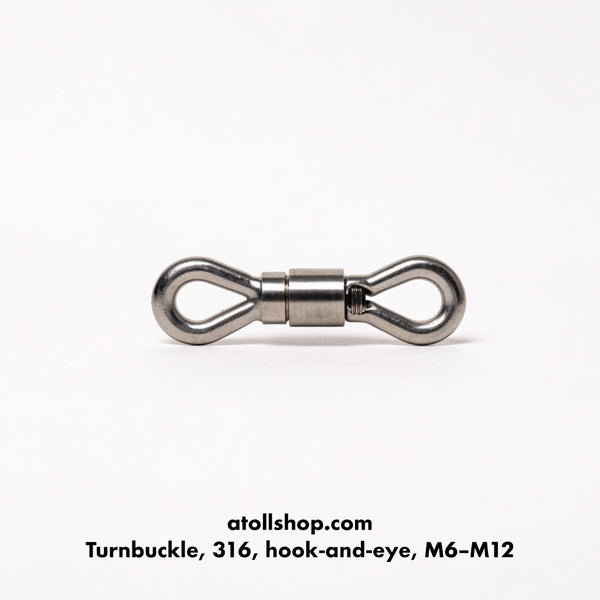 Turnbuckle, 316, hook-and-eye, M6–M12