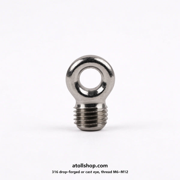 Marine eye plate / eye nut, 316, 6–12 mm