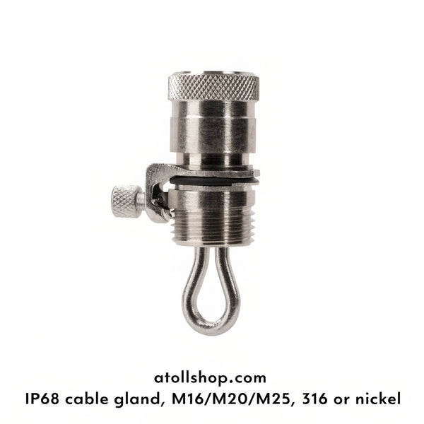 IP68 cable gland, M16/M20/M25, 316 or nickel-plated brass