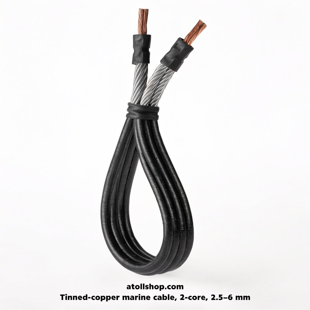 Tinned-copper marine cable, 2-core, 2.5–6 mm², per metre