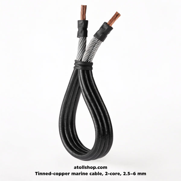 Tinned-copper marine cable, 2-core, 2.5–6 mm², per metre