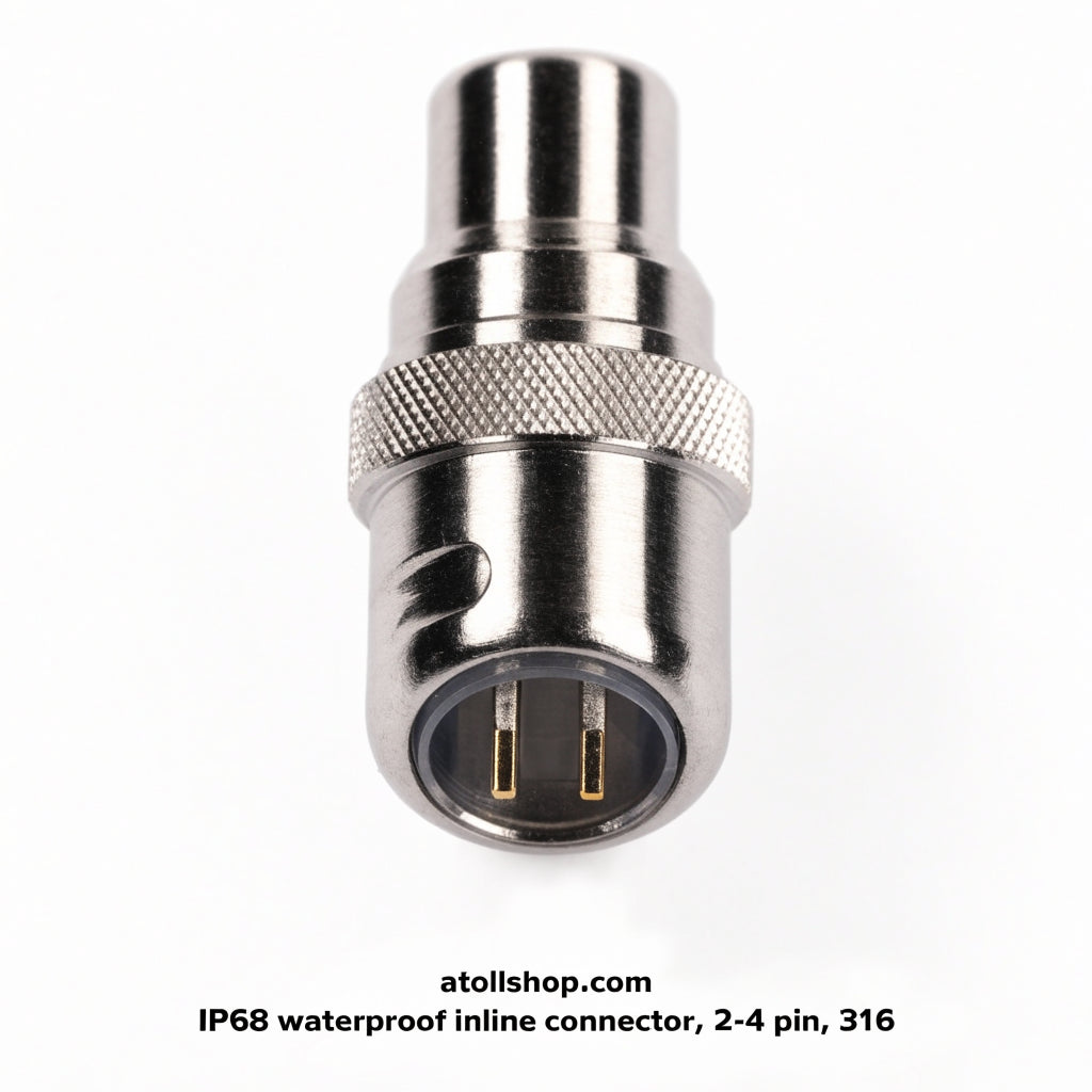 IP68 waterproof inline connector, 2–4 pin, 316