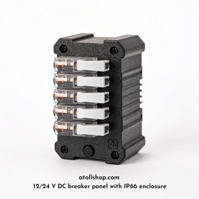 12/24 V DC breaker panel with IP66 enclosure, 6-way