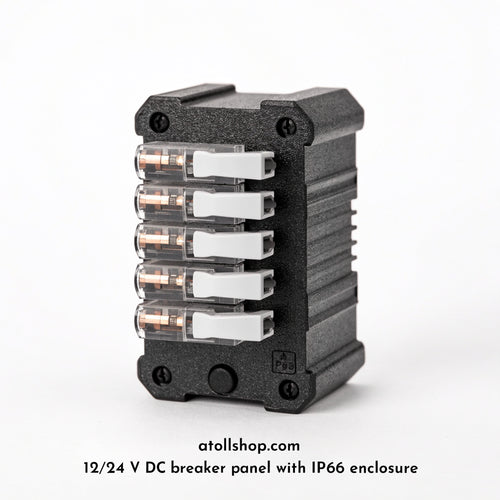 12/24 V DC breaker panel with IP66 enclosure, 6-way