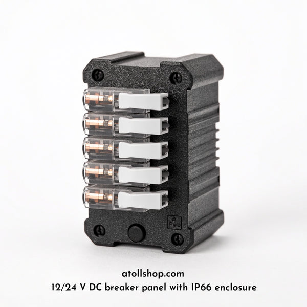 12/24 V DC breaker panel with IP66 enclosure, 6-way