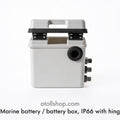 Marine battery / battery box, IP66 with hinged lid, 6–12 V