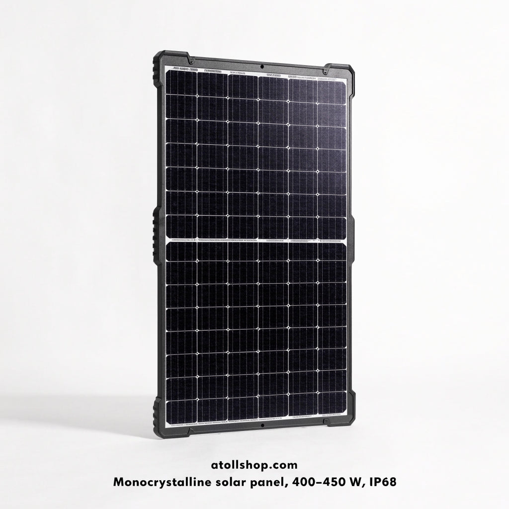 Monocrystalline solar panel, 400–450 W, IP68