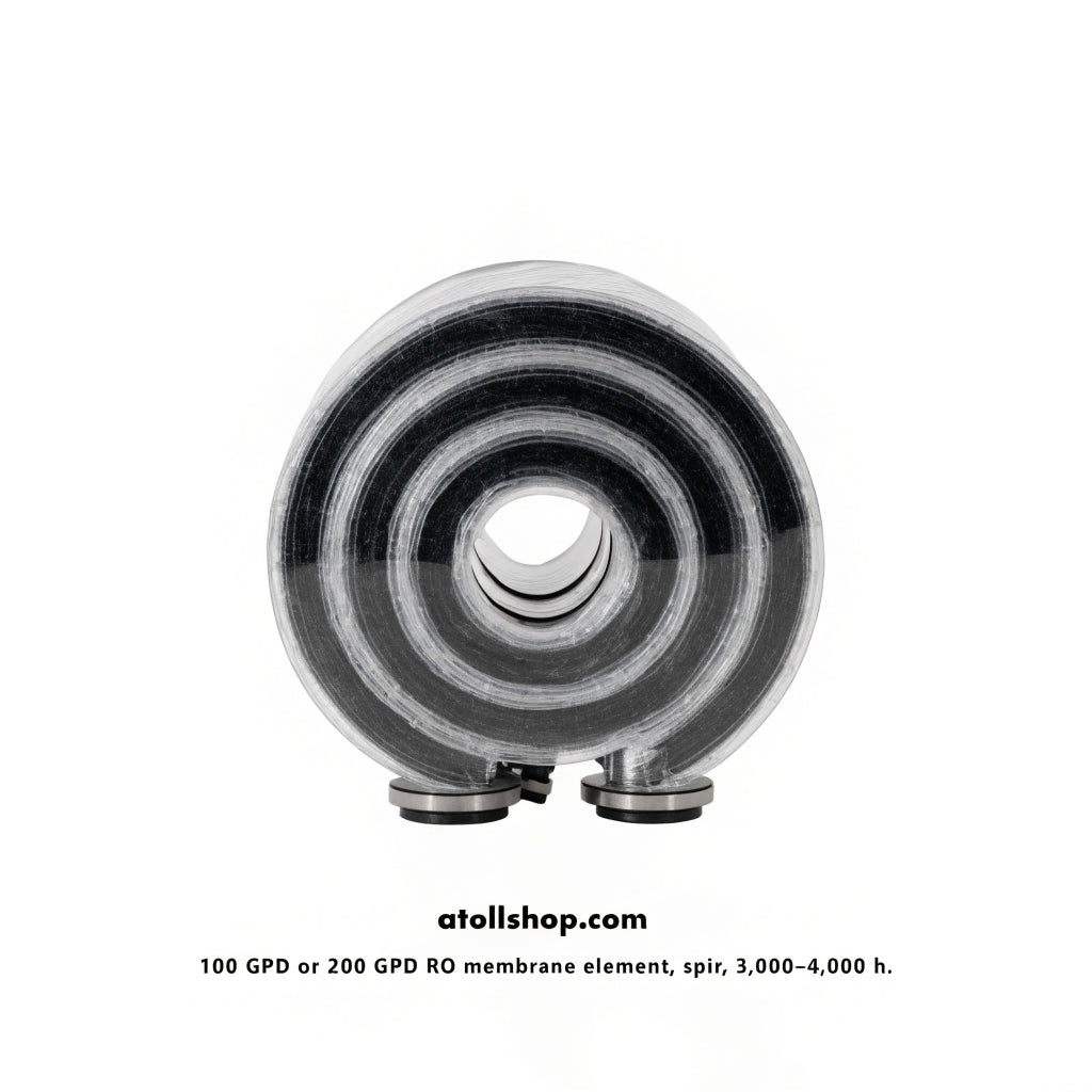 100 GPD or 200 GPD RO membrane element, spiral wound, 3,000–4,000 h