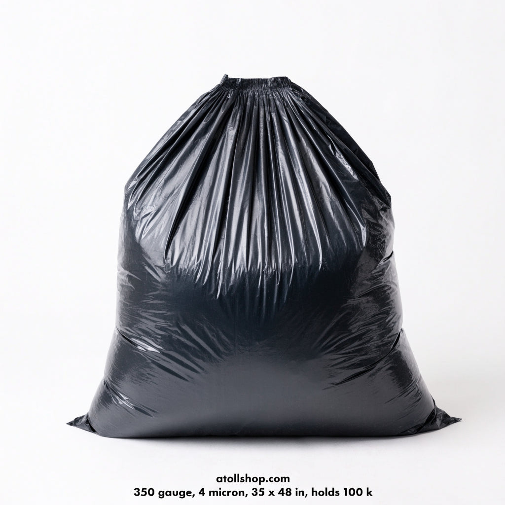 Jumbo Garbage Bag, 350 gauge, 4 micron, 35 x 48 in, holds 100 kg